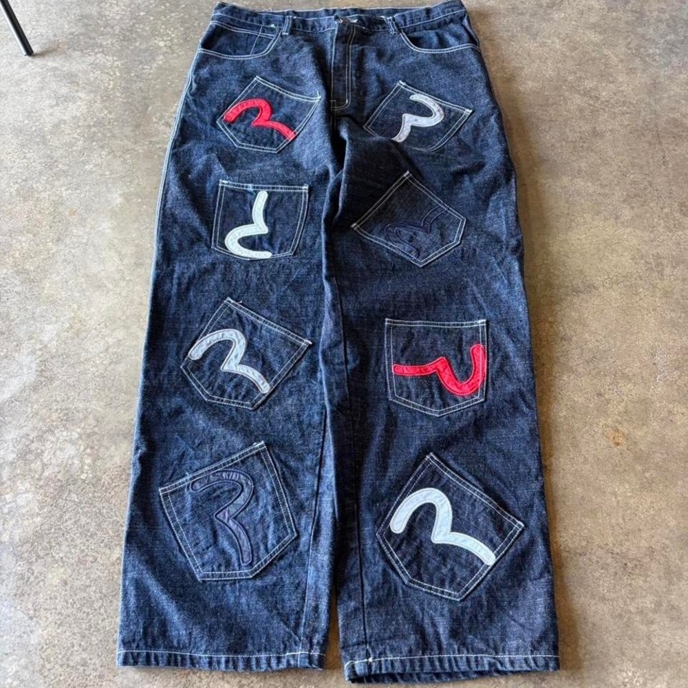 2000s evisu gene patchwork jeans